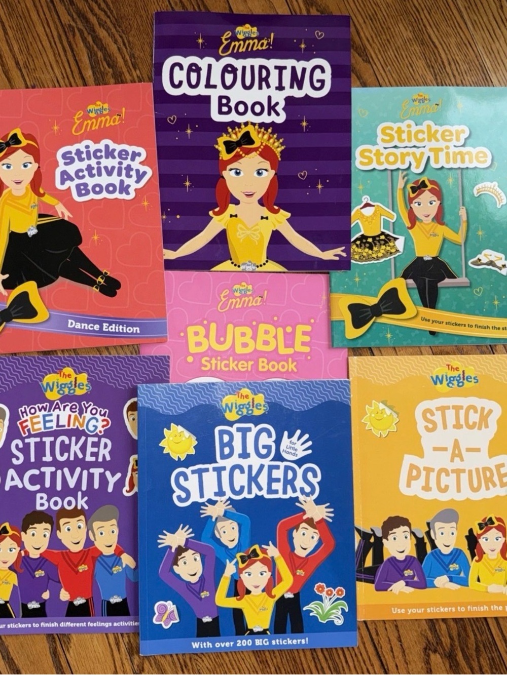 The Wiggles Emma Sticker & Activity Book Bundle - Pink, Purple, Blue, Yellow